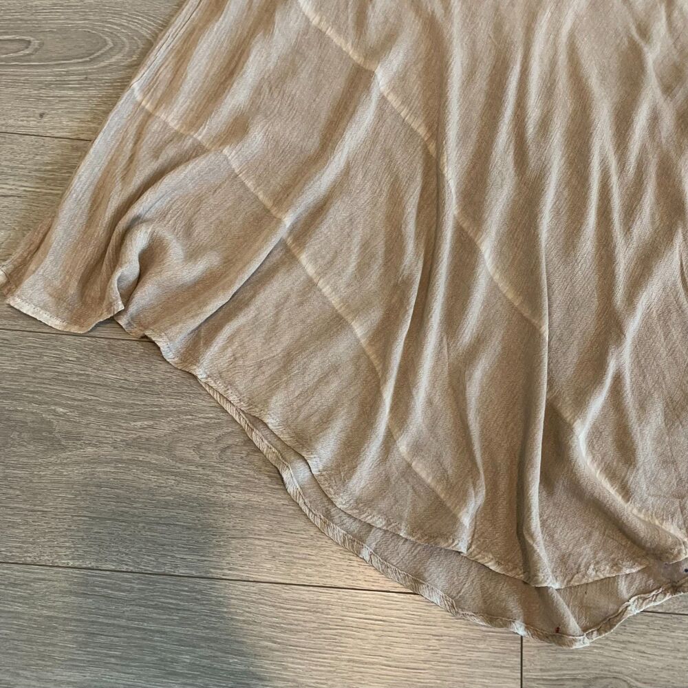 Boho Women Butterfly Embroidered Handkerchief Hem Dress Brown Artsy Festival XL - Picture 4 of 7